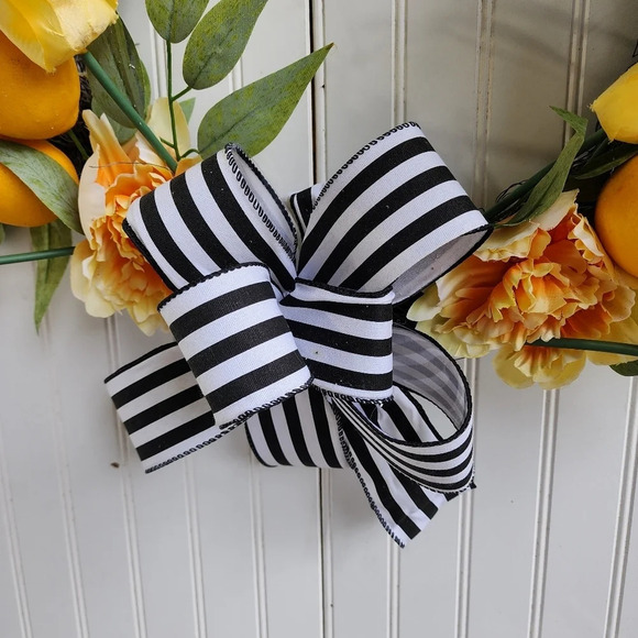 17" Happy Wreath Front Door Wall Lemons Wreath Yellow Tulips - Picture 3 of 9